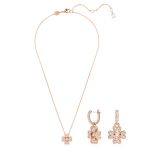 Swarovski Set Dây Chuyền Bông Tai Cỏ Bốn Lá Swarovski Idyllia Màu Vàng Hồng