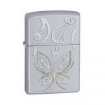 Zippo 205 Golden Butterfly Hình Con Bướm Màu Bạc