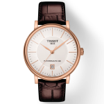 Tissot Carson Premium Powermatic 80 Automatic Mặt Tròn Viền Vàng Hồng Dây Da Màu Nâu T122.407.36.031.00