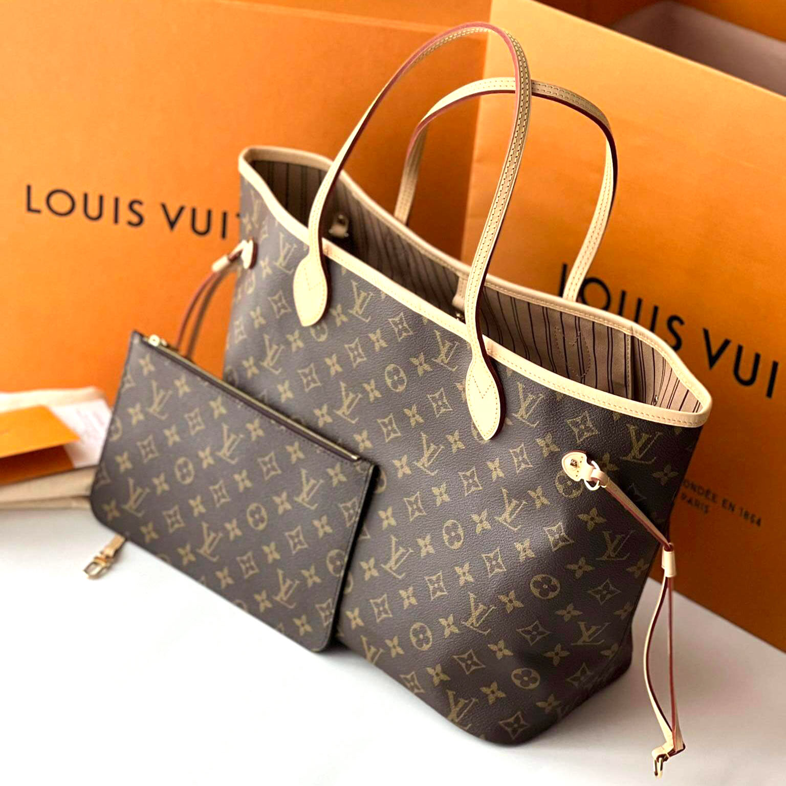 Túi Nữ Louis Vuitton Neverfull MM Tote Bag Grey M21465  LUXITY